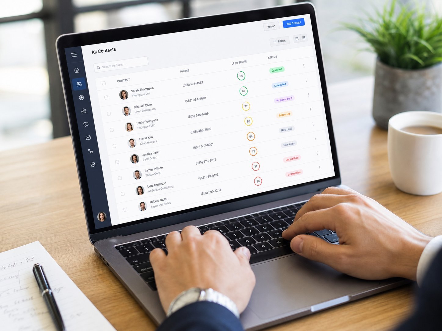 Sales professional managing contacts in Takween CRM